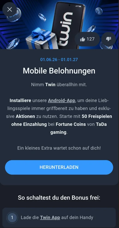 So erhältst du einen Twin Casino Bonus ohne Einzahlung