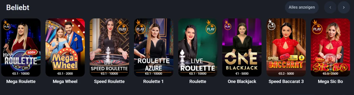 Beliebte Pragmatic Play Live Spiele bei Twin